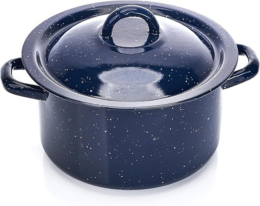 IMUSA USA C20666-1062810W Speckled Enamel Stock Pot with Lid, 4 Quart, Blue by VisitIMUSA