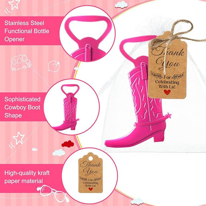 Meanplan 99 Pcs Cowboy Boot Bottle Opener Set Cowgirl Western Derby Wedding Party Favor Includes Cowboy Beer Bottle Opener Organza Bag Thank You Tag and Jute Rope for Guest Wedding Party Baby Shower - Image 3