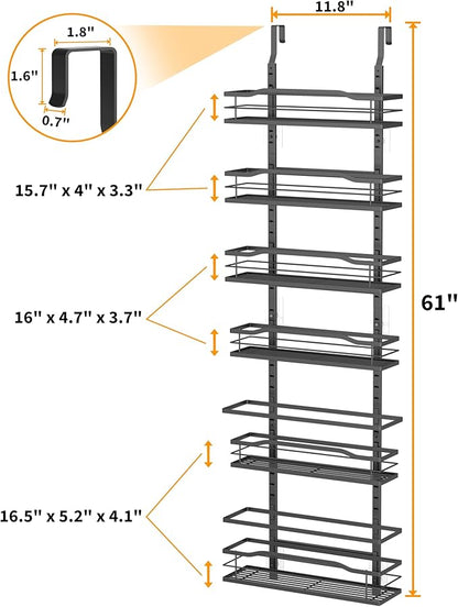 Moforoco 6-Tier Over The Door Pantry Organizer, Pantry Organization and Storage, Black Hanging Basket Cabinet Door Wall Spice Rack Shelves, Home & Kitchen Laundry Room Bathroom Essentials accessories - Image 2