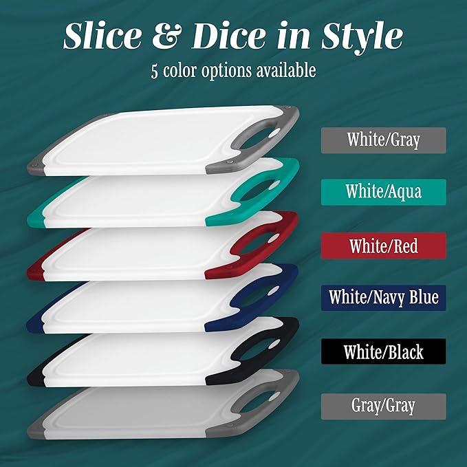 Cutting Boards for Kitchen - BPA-Free Chopping Board - Different Sizes & Non Slip Handles - Reversible, Large Cutting Board Set - Unique Gifts for Cooks Who Have Everything - 3-Pack Aqua - Image 6