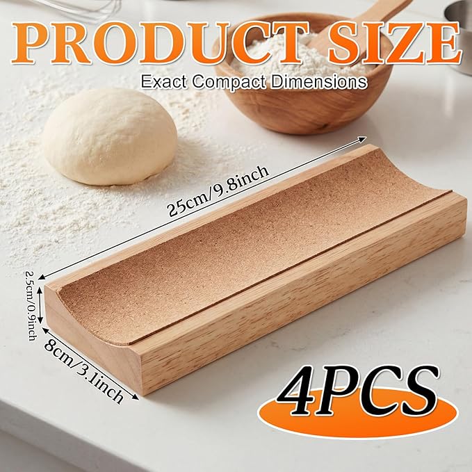 Sawysine 4 Pcs Wood Rolling Pin Holder Rolling Pin Stand Pizza Roller Holder Kitchen Display Rack For Dough Pastry Fondant Kitchen Storage
