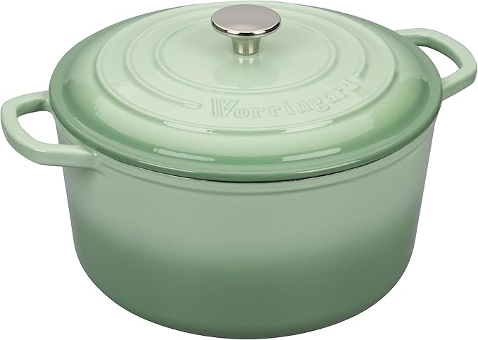 VORRINGARD Enameled Cast Iron Dutch Oven Pot with Lid, for Sourdough Bread Baking, Round Dutch Ovens, 4.5 Quart, Green - Image 6