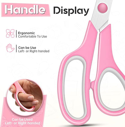 Scissors 8.5 Inch scissors all purpose for Office, Home, Sewing,and Crafts,Soft Comfort-Grip Right/Left Hand 3-Pack, Multicolor