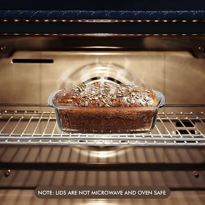 Razab LARGE 7.6 Cups/1800 ML/1.9 Qt Glass Loaf Pan with Lids - Meatloaf Pan BPA free Airtight Lids Grip Handle Easy Carry, Microwave and Oven Safe - Loaf Pans For Baking Bread, Cakes, Glass Loaf Pan - Image 4
