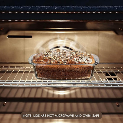 Razab LARGE 7.6 Cups/1800 ML/1.9 Qt Glass Loaf Pan with Lids - Meatloaf Pan BPA free Airtight Lids Grip Handle Easy Carry, Microwave and Oven Safe - Loaf Pans For Baking Bread, Cakes, Glass Loaf Pan - Image 4