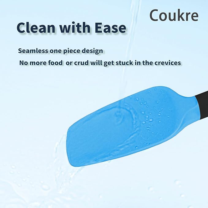 Coukre Silicone Spatula Set of 5,High Temperature Resistant, Food Grade Silicone, Dishwasher Safe, for Baking, Cooking (Blue Black) - Image 4