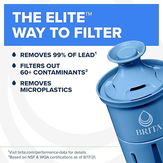 Brita 27 Cup Water Filter Dispenser with Elite Filter, NSF Certified to Remove 99% of Lead, Reduces 30 Contaminants Including Microplastics, Mercury & Chlorine, SmartLight Indicator, BPA-Free, Black - Image 2