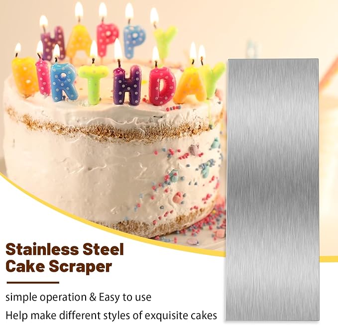 8.7 Inche Stainless Steel Cake Scraper，Double Sided Patterned Edge Stripe Edge Smoother Scraper Cake Decorating，Cake Decorating Comb Cake Scraper (1, 1-2) - Image 5