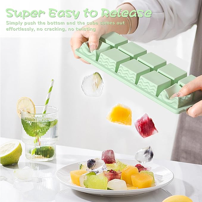 Doasuwish Ice Cube Trays with Lid, 3 Pack 10 Cubes 2 Tbsp. Silicone Ice Cube Trays for Freezer, Perfect for Freezing and Storing Ice Cubes, Chocolates, Sauces, Juices, Fruit Purees and More, BPA Free