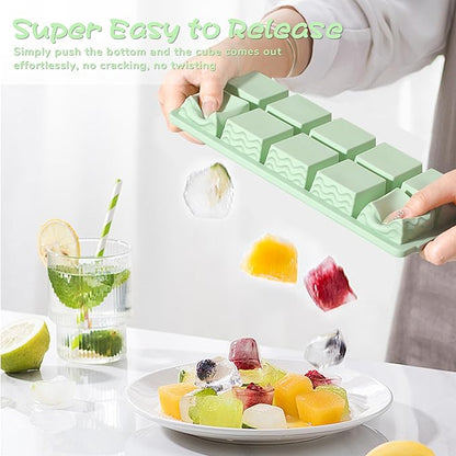 Doasuwish Ice Cube Trays with Lid, 3 Pack 10 Cubes 2 Tbsp. Silicone Ice Cube Trays for Freezer, Perfect for Freezing and Storing Ice Cubes, Chocolates, Sauces, Juices, Fruit Purees and More, BPA Free