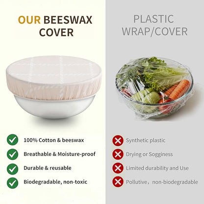 Reusable Bowl Covers for Bread Proofing- 3pc Beeswax Bowl Covers Reusable 8/10/12 Inch, 100% Organic Cotton, Elastic Cover for Sourdough- Shower Caps for Sourdough Bread, Dough Proofing & Food Storage