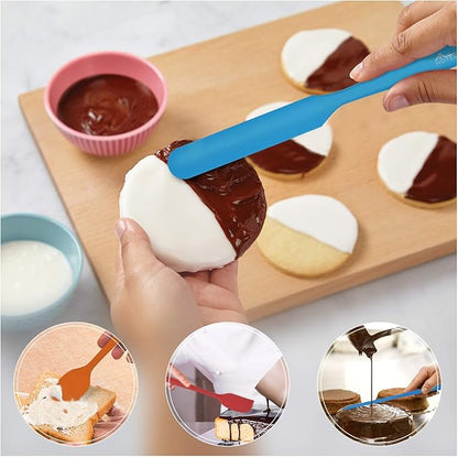 HOTEC Heat Resistant 600℉ Food Grade Silicone Rubber Spatula Set for Baking, Cooking, and Mixing Non Stick Dishwasher Safe BPA-Free Multicolor Set of 5 - Image 3