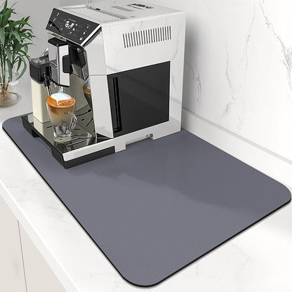 WISELIFE Coffee Mat Super Absorbent Dish Drying Mat Coffee Bar Accessories Large Drying Mats for Kitchen Counter 12" W x 19" L, Grey by WiseLife