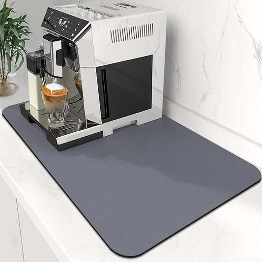 WISELIFE Coffee Mat Super Absorbent Dish Drying Mat Coffee Bar Accessories Large Drying Mats for Kitchen Counter 12" W x 19" L, Grey by WiseLife