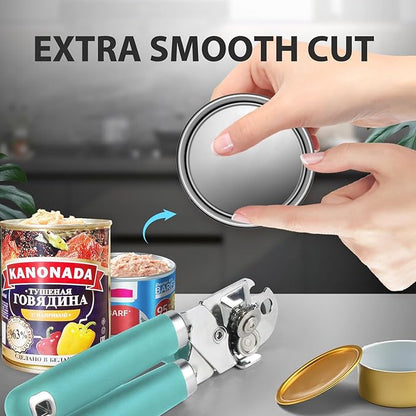 Safring Can Opener Manual, Heavy Duty Handheld Strong Can Opener with Soft Touch Handle, Sharp Blade Smooth Edge, Can Openers with Multifunctional Bottle Opener, Aqua Sky - Image 7