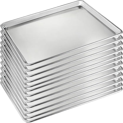 12 Pack Half Size Baking Sheet Pan Set, Aluminum Commercial Quality Cookie Sheet for Baking or Roasting, Large Thick Baking Tray Prevents Warping, 13" × 18" Cookie Tray Pan by BASTWE