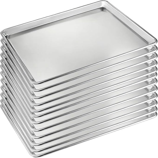12 Pack Half Size Baking Sheet Pan Set, Aluminum Commercial Quality Cookie Sheet for Baking or Roasting, Large Thick Baking Tray Prevents Warping, 13" × 18" Cookie Tray Pan by BASTWE