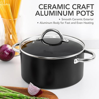 MICHELANGELO Stock Pot with Lid, Nonstick Cooking Pot, 6 Quart Soup Pot with Lid, Non Stick Pots with Stainless Steel Handle, Induction Compatible, Black - Image 3