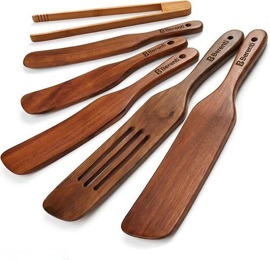 5-Piece Wooden Spurtle Set – Acacia Wood Kitchen Tools for Cooking, Mixing & Stirring – Non-Stick Safe Spurtle Spatula Set
