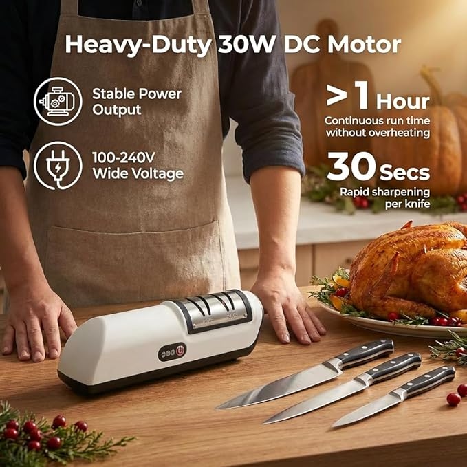 Professional Kitchen Knife Sharpener, Cordless Electric 2-Stage Precision System (Fine & Ultra-Fine), USB Rechargeable Tool-Grade Design for Kitchen Knives & Scissors, Quiet, Safe to Use - Image 8