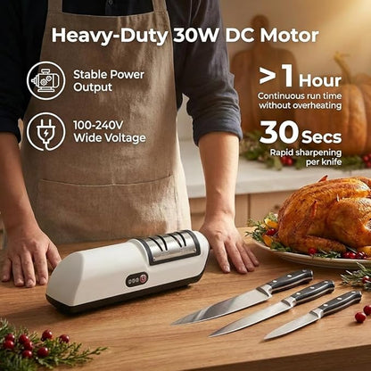 Professional Kitchen Knife Sharpener, Cordless Electric 2-Stage Precision System (Fine & Ultra-Fine), USB Rechargeable Tool-Grade Design for Kitchen Knives & Scissors, Quiet, Safe to Use - Image 8