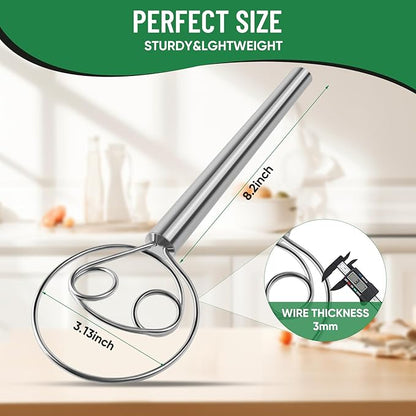 Danish Dough Whisk Stainless Steel Hook Dutch Bread Mixer Hand Tool for Sourdough Baking Making Blending Pastry Pizza - Image 3