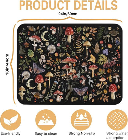 Kitchen Countertop Dish Drying Mat,Super Absorbent Coffee Bar Mat for Maker Espresso Machine, Anti-Slip Accessories for Kitchen Countertops 24x18 Inch
