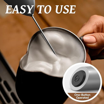 SIMPLETASTE Milk Frother Handheld Electric Foam Maker, Drink Mixer with Stainless Steel Whisk for Cappuccino, Bulletproof Coffee, Latte, Silver, without Stand, Battery Operated - Image 2