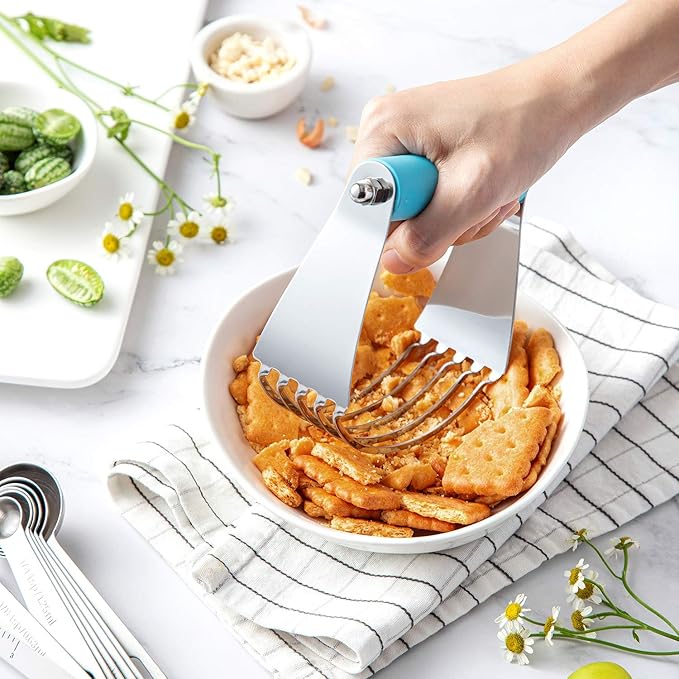 Spring Chef Large Dough Blender For Baking, Dishwasher Safe Dough Cutter Tool, Stainless Steel Pastry Cutter Tool with Sharp Blades, Manual Pastry Blender for Easy Mixing - Aqua Sky - Image 8