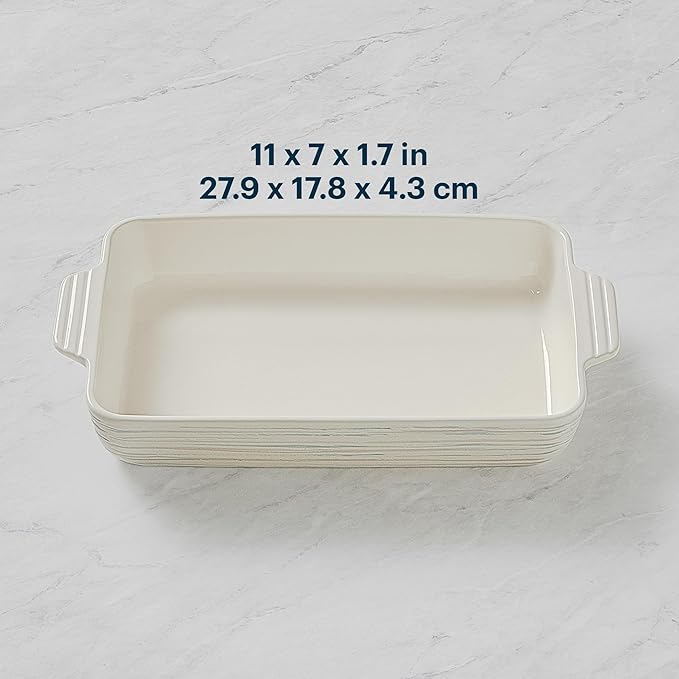Pyrex 2QT (7" x 11") Rectangular Ceramic Baking Dish with Handles, Casserole Dish - Image 4