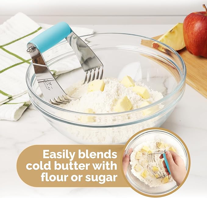 Zulay Kitchen Dough Blender - Stainless Steel Pastry Cutter, Heavy Duty Dough Cutter With Blades, Pastry Blender And Butter Cutter - Pastry Cutter For Baking (Blue) - Image 2