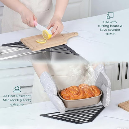 Corner Sink Caddy, Ohuhu Sponge Holder for Kitchen Sink Organizer Silicone Wrapped Steel Anti Slip Rust Triangle Over the Sink Dish Drying Rack for Sink Corner Multipurpose Drainer Trivet Space-Saving - Image 4