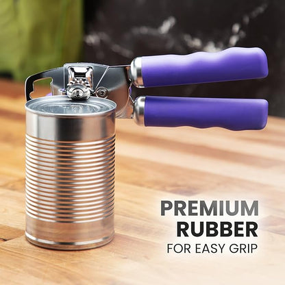 Zulay Kitchen Heavy Duty Stainless Steel Can Opener Manual with Bottle Opener - Rust Proof Manual Can Opener With Turn Knob & Comfy Soft Grip Handles - Purple - Image 8