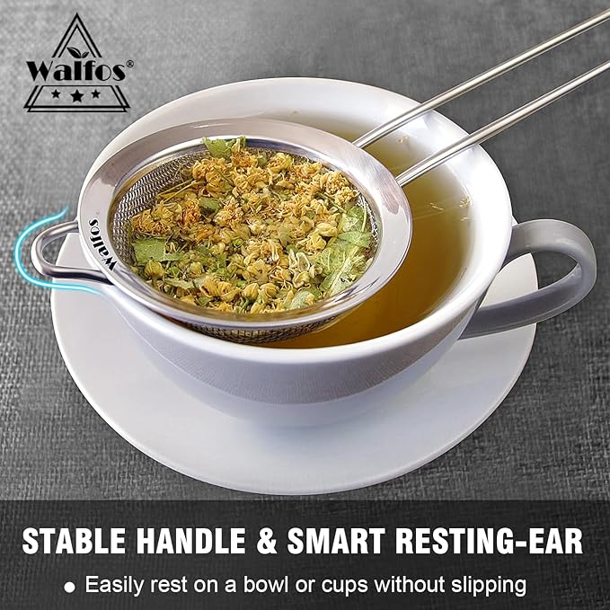 Walfos Small Fine Mesh Strainer for Cocktail & Tea, Mini Stainless Steel Sieve with Handle, 3.15 Inch Metal Strainers for Juicing, Coffee, Drinks, Tea Herbs - Image 3