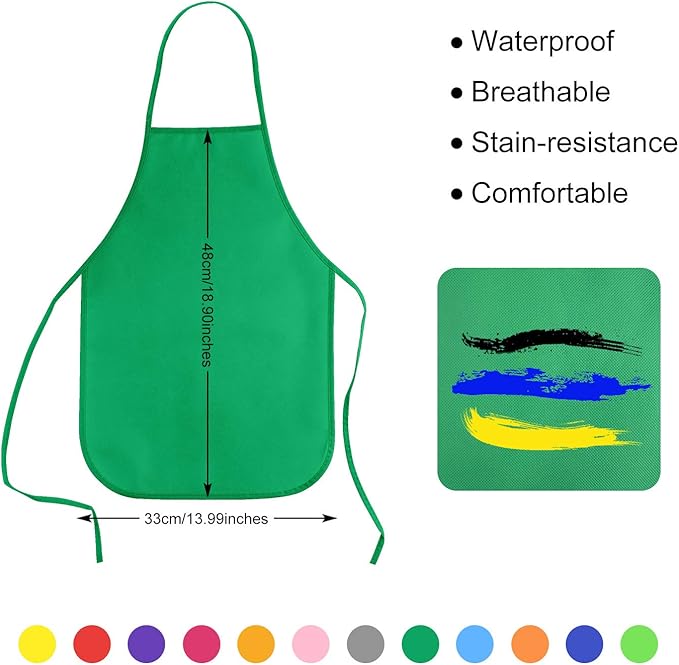 KUUQA 16/24/30/36/40Pcs Kids Apron Painting Aprons for Kids, Kids Paint Apron Art Smock for Classroom Painting Party Supplies