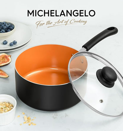 MICHELANGELO Nonstick Sauce Pan With Lid, 3QT Ceramic Saucepan, Copper Saucepans, PFAS-FREE Pot, Small Pots For Cooking, Multipurpose Cooking Pots For Home Kitchen, Dishwasher Safe - Image 6