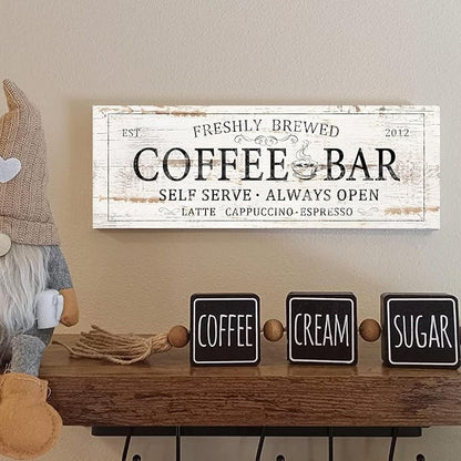 Coffee Bar Sign Decor Rustic Kitchen Canvas Sign Farmhouse Bar Hanging Wall Decor Self Serve Always Open Vintage Plaque Signs for Coffee Station Home Office 6x17 - Image 3