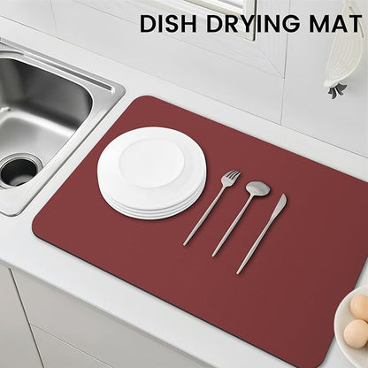 WISELIFE Dish Drying Mat Super Absorbent Drying Mat Large Dish Drying Mats for Kitchen Counter Easy Clean Dish Mat Kitchen Drying Mat16"x 24" Classic Red - Image 6