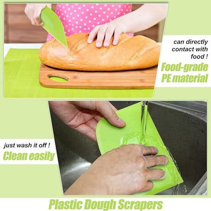 4 Piece Plastic Dough Scraper Bowl Scraper Flexible Multipurpose Food Scraper Plastic Dough Cutter for Bread Cake Dough Fondant Icing (White, Green, Yellow, Red) - Image 4