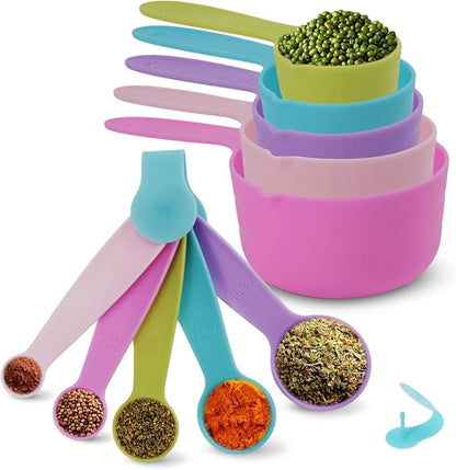 10PCS Measuring Spoons and Cups Set Stackable Nesting Cups Spoons for Cooking Baking Supplies, Kitchen Gadgets Essentials Tools by Puctstone