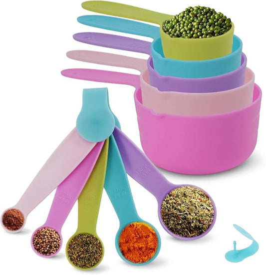 10PCS Measuring Spoons and Cups Set Stackable Nesting Cups Spoons for Cooking Baking Supplies, Kitchen Gadgets Essentials Tools by Puctstone