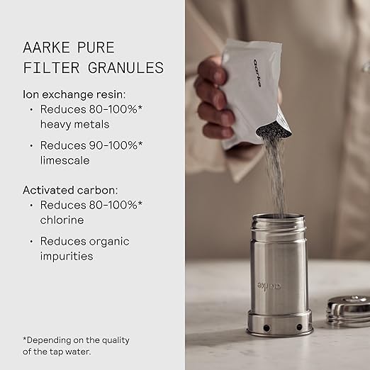 Aarke Purifier Large Glass Pitcher Bundle w/Steel Filter, BPA-Free, 4 Pure Refill Granules - Filters Heavy Metals, 2.8L Pitcher with 1.66L Filtration Capacity - Image 4