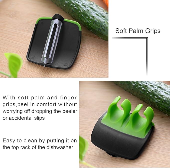 Mudder 4 Pieces Finger Vegetable Palm Peeler Kitchen Fruit Potato Peeler with Comfortable Rubber Finger Grip For Pumpkin Carrot Cucumber Potato - Image 5