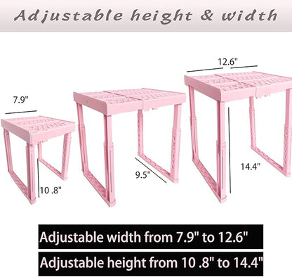 Svartur Adjustable Locker Shelf Pink Height and Width Adjustable Locker Organizer Shelf for School Locker, Stackable Locker Stand Tools for Gym Lockers, Office, Back to School Essentials