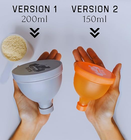 Protein Powder Funnel Set - Travel Protein Powder Container to Go with Carabiner & Reinforced Caps to Stop Spills - Protein & Pre Workout Powder Supplement Funnel for Bottles & Shakers - 4 Pack - Image 4