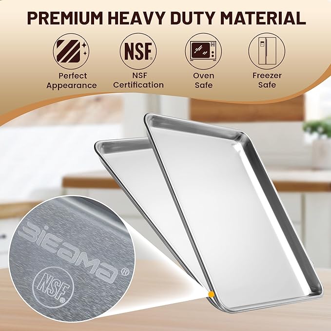 BIEAMA 12 Pack Half Size Baking Sheet Pan Aluminum Commercial Pan for Oven Freezer Bakery Hotel Restaurant 18" × 13" - Image 3