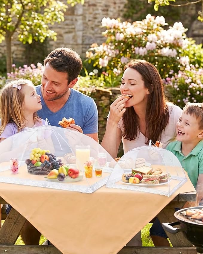 Anpro Food Covers for Outdoors- 2 Extra Large (40"x25") + 6 Large (17"x17") Pop-Up Mesh Food Tents, Collapsible Reusable Bug-Proof Nets for Picnics, BBQs & Camping, Stainless Steel Frame - Image 6