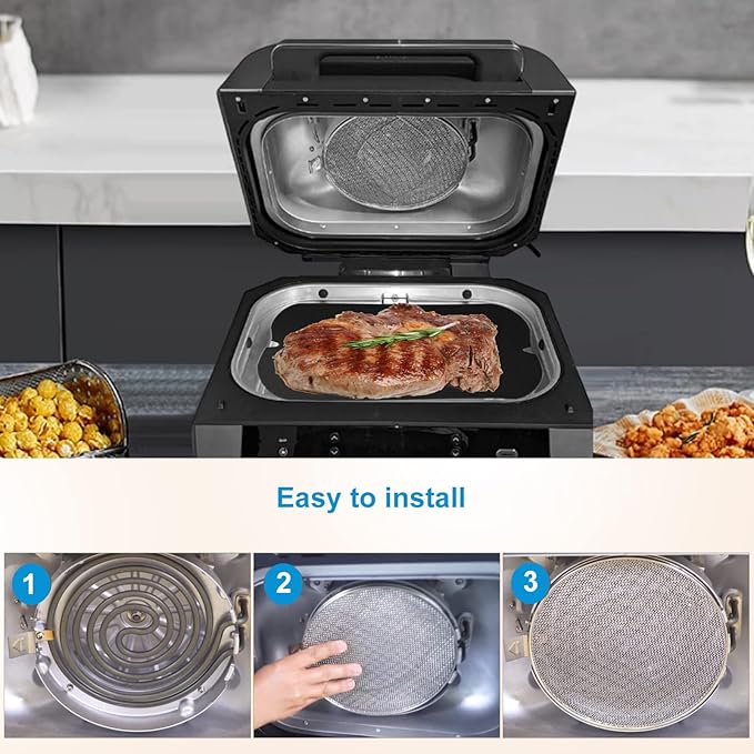 Replacement Splatter Shield and 3PCS Grill Mat for Ninja Foodi FG551 Air Fryer,Stainless Steel Splatter Screen Accessories for Ninja Foodi Smart XL 6-in-1 Indoor Grill