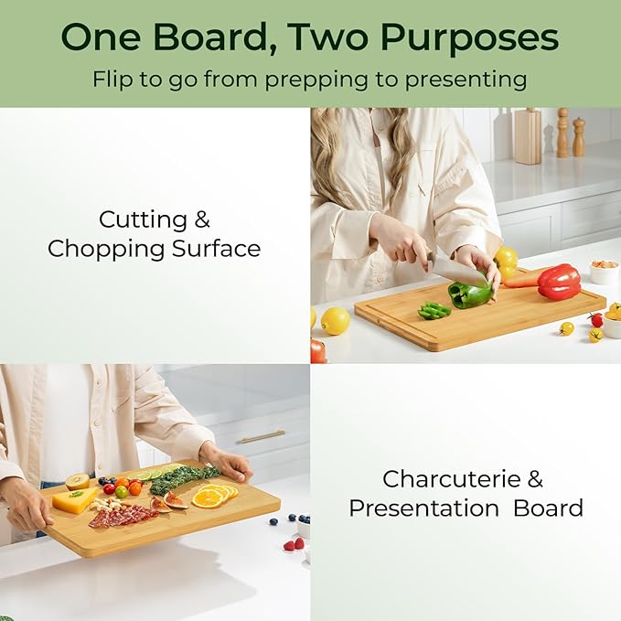 Keechee Kitchen Essentials Natural Bamboo Cutting Board XL With Durable, Knife-Friendly Surface & Deep Juice Groove – Perfect For BBQ(Pre Oiled, Natural) - Image 2