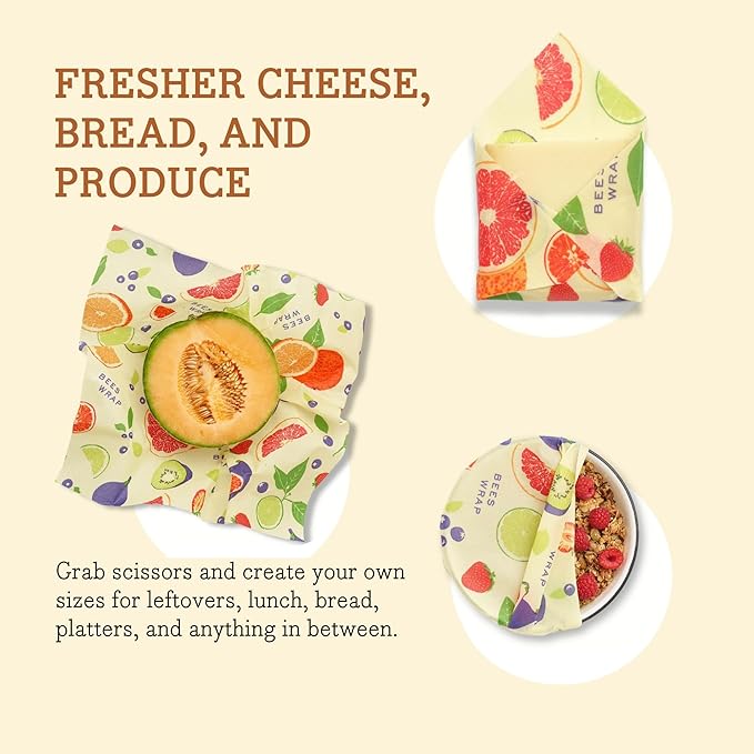 Bee's Wrap Beeswax Wraps for Food - Cut to Size 14x52" Beeswax Wrap Roll - Plastic Free Made in USA Reusable Natural Food Wrap - Fresh Fruit - Image 4